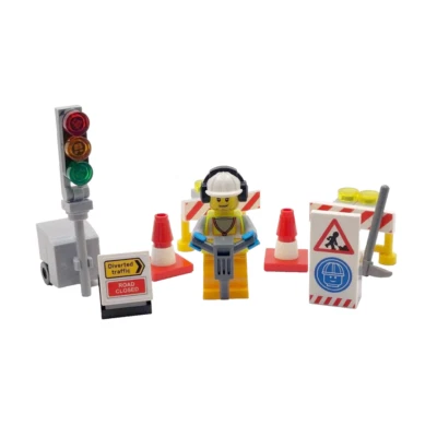 Genuino LEGO Trabajador de la Carretera Regalo Carreteras Operativo Minifigura Constructor Día del Padre Foto 1 de 4