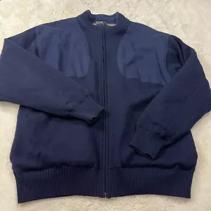 Orvis Jacket Mens Size XXL Navy Blue Wool Shooting Hunting Full Zip Bomber - Picture 1 of 6