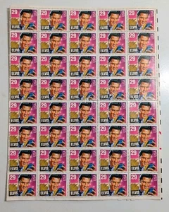 Estampillas postales de 29 centavos de Elvis Presley emitidas en 1992, hoja completa de 40 estampillas #2 - Imagen 1 de 7