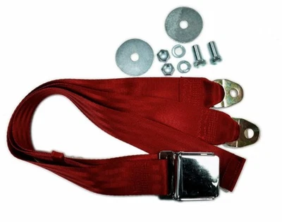 Red Universal 72" Lap Seat Belt w/ Hardware Chrome Latch Hot Rod Classic - Image 1 of 4
