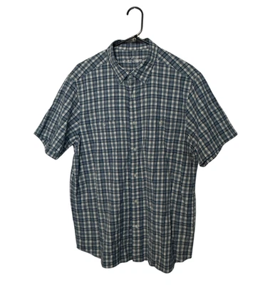 Vineyard Vines 衬衫男式大号蓝色格子泡泡纱性能 OTG — 第 1/4 张图片