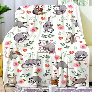 Opossum Blanket Gifts Stuff Possums Blankets and Throws Plush Soft Flannel An... - Foto 1 di 7