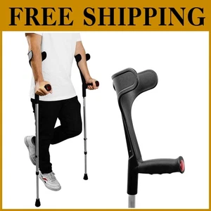 Pair of Adjustable Forearm Crutches - Lightweight Aluminum - Picture 1 of 10