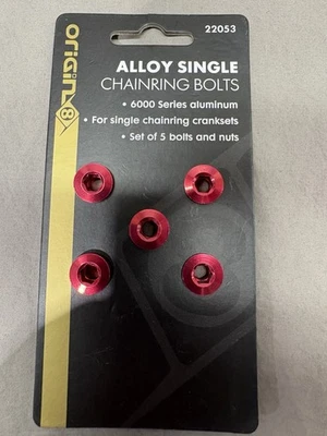 Origin8 Single-Ring Chainring Bolts, Alloy, Red - Image 1 of 2