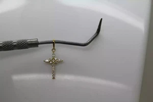 10k Gelbgold WEISSER STEIN ZIERLICHES KREUZ Anhänger - Bild 1 von 5
