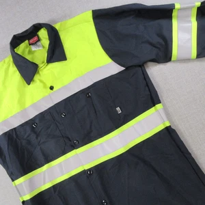 Red Kap Hi-Visibility Long Sleeve Color Block Ripstop Work Shirt Mens M- Type O - Picture 1 of 7