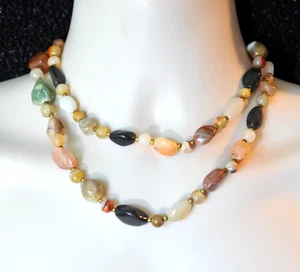 Collar de cuentas de mendigo piedras preciosas boho hippie gitano colorido 35" de largo MH10 - Imagen 1 de 13