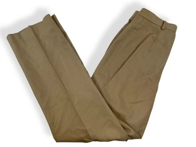 Lauren Ralph Lauren High Rise Pleated Wool Blend Pants Size 8 Tan With Button - Image 1 of 4