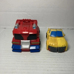 Transformers Rescue Bots 2018 Optimus Prime & 2002 Bumblebee 3.5” McDonald’s Toy - Picture 1 of 16