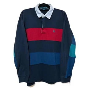 Vintage Knights Of The Round Table Long Sleeve Polo Men L Colorblock Preppy Golf - Picture 1 of 7