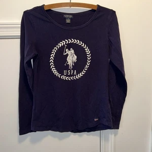 Women’s Navy Blue U.S. Polo Assn. Long Sleeve Crewneck T Shirt Size S Preppy VTG - Picture 1 of 8