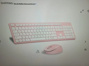 Leadsail #K786 Pink Wireless Keyboard & Mouse Combo Full Size Ergonomic Keyboard - Picture 1 of 3