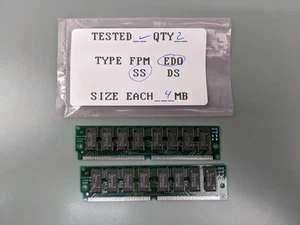 (2) Micron 4MB EDO SIMMs, 72-pin RAM Memory Sticks (8MB Total) MT8D132M-6 - Picture 1 of 3
