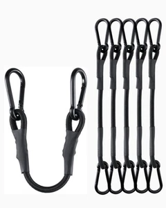8 Inch Short Small Carabiner Bungee Cord With 190 Lbs Max Break Strength 6 Pcs B - Picture 1 of 6