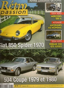 RETRO PASSION 191 FIAT 850 SPIDER PEUGEOT 504 COUPE MERCEDES 220A FERRARI 250 GT - Imagen 1 de 3