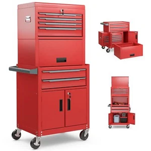 6-Drawer Rolling Tool Chest 3-in-1 Heavy-Duty Tool Storage Cabinet w/ Wheels - Picture 1 of 12