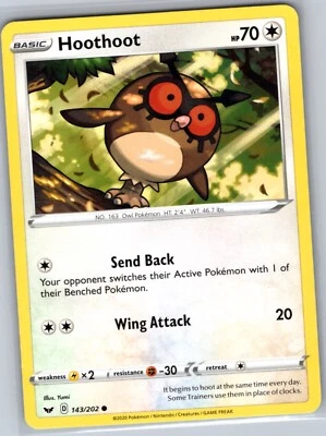 Hoothoot 143/202 Swsh01: Sword & Shield Base Common - Image 1 of 2