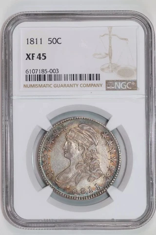 1811 CAPPED BUST HALF DOLLAR NGC XF45 PQ COLOR! Cover