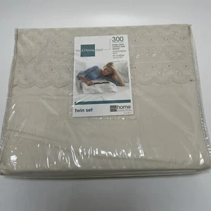 Vtg JCP JCPenney Home Expressions White Ivory Lace Trim TWIN Sheets Set - Picture 1 of 5