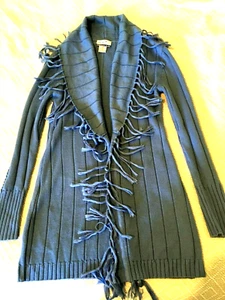 Womens Randolph Duke The Look Open Front Knit Cardigan Sweatshirt Size XS Blue - Picture 1 of 5