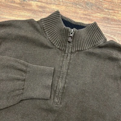 Suéter Pullover Eddie Bauer XLT Marrón Mezcla Cachemira 1/4 Cremallera XLTall Ligero Foto 1 de 4