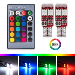 Bombillas LED RGB multicolor con control remoto RF 168 194 T10 para luces de estacionamiento de automóviles - Imagen 1 de 8