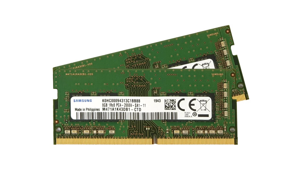Samsung 16GB (8GB x 2) DDR4 PC4-21300 2666MHZ 260 PIN SODIMM 1.2V CL 19 memory - Image 1 of 1