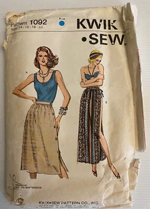 Kwik Sew 1092 Vintage 70s/80s Sewing Pattern Sizes: 14-16-18-20 Skirt Tank Top - Imagen 1 de 11