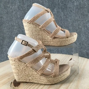 Catherine Malandrino Sandals Womens 6 Stavy Espadrille Beige Wedge Casual Buckle - Picture 1 of 17