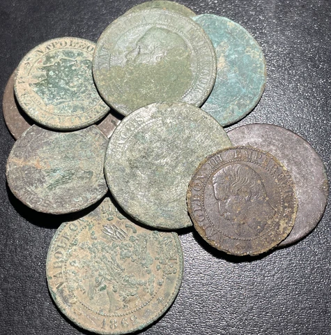 1800s France Emperor Napoleon III 1-10 Centimes Rare French Bronze Coin Cover
