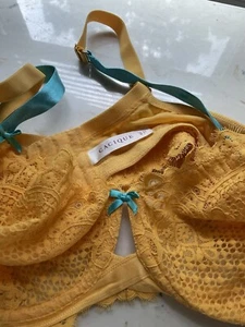 Lane Bryant Cacique Atemberaubender seltener gelber Spitzen-BH. 46C.  Balconette? - Bild 1 von 5