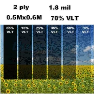 Black Car Home Office Tint Useful Film and shade Roll 2PLY 50cm*0.6M 70% VLT NEW - Picture 1 of 3