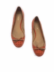 Coach Daisey Perforated Suede/Veg Leather Papaya sz 6 Slip Ons Flats - Picture 1 of 5
