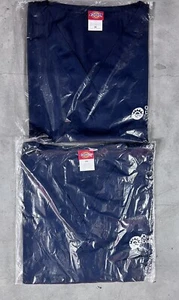 LOT OF 2 Dickies Scrubs Top 2XL XXL Navy Blue White Embroidered Quest NWT - Picture 1 of 8