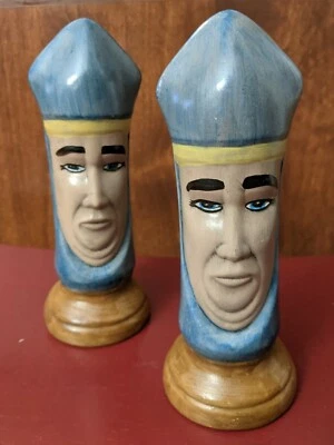 2 Vintage Duncan Ceramic Chess Bishop Hand Painted 7" Chess Piece  - Image 1 of 4