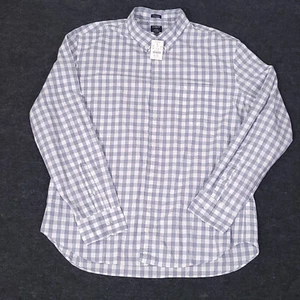 J Crew Button Down Shirt Mens 2XL Classic Fit Gray Check Long Sleeve Flex Washed - Picture 1 of 14
