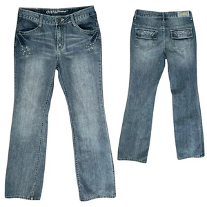 GUESS big kids blue denim jeans embellished size 16 27” low rise bedazzled pants - Picture 1 of 8
