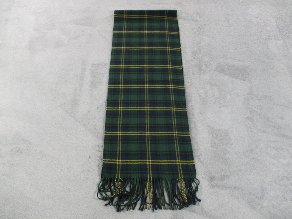 Antigua bufanda a cuadros azul marino tartán para hombre verde azul amarillo flecos para hombre 12x70 usada en excelente estado Foto 1 de 4
