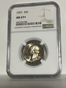 1957 25c Washington Quarter NGC MS 67+ Super PQ Coin  - Picture 1 of 2