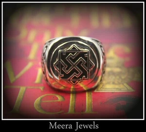 Amazing Egyptian Art Deco Style Hand Engraved In 935 Argentium Silver Men's Ring - Picture 1 of 9