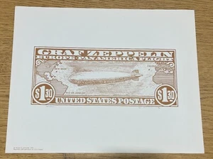 Estampilla de correo aéreo Graf Zeppelin 1976 $1.30 #C14 estampado firmado por Ronald Schneider - Imagen 1 de 3