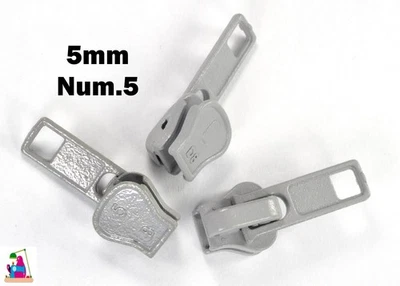 3 St Zipper Schieber Reparatur Reißverschluss 5mm grau  Ersatz Zipper Umtauschen - Bild 1 von 3