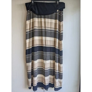 Calvin Klein Women's Black & Tan Striped Rayon Blend Maxi Skirt Size L - Picture 1 of 4