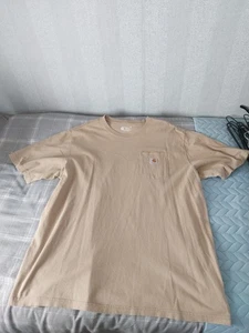 CARHARTT K87 Biege HEAVYWEIGHT TSHIRT MENS XL Tall LOOSE FIT Front Top Pocket - Picture 1 of 8