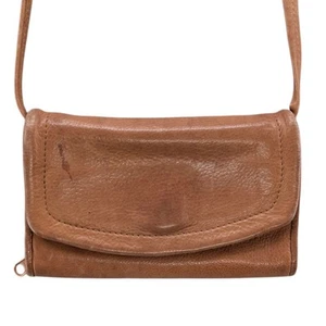 Kenneth Cole Crossbody Clutch Wallet Brown Leather Removable Strap Tri Fold Bag - Picture 1 of 10