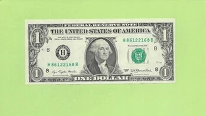 1977 ..UNCIRC $1 H 8612 2168 B .... RADAR READS SAME FORWARD/BACK - Picture 1 of 2