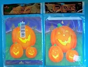 2 Vintage NEUE Hallmark Halloween Trick or Treat Papiertüten Süßigkeiten Sack Kürbis👻 - Bild 1 von 2