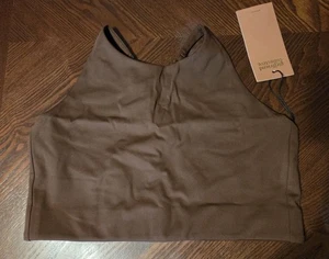 Girlfriend Collective brauner Topanga Sport-BH mit gekreuztem Rücken verstellbar Größe L. Neu mit Etikett - Bild 1 von 5