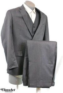 American Living 3 Piece Suit Mens Gray 2 Button Wool 40R Pleated Fronts 32" W - Picture 1 of 10