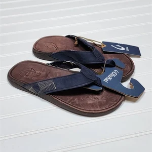 NWT Olukai Tuahine Men's Waterproof Leather Flip Flop Sandals - Picture 1 of 10